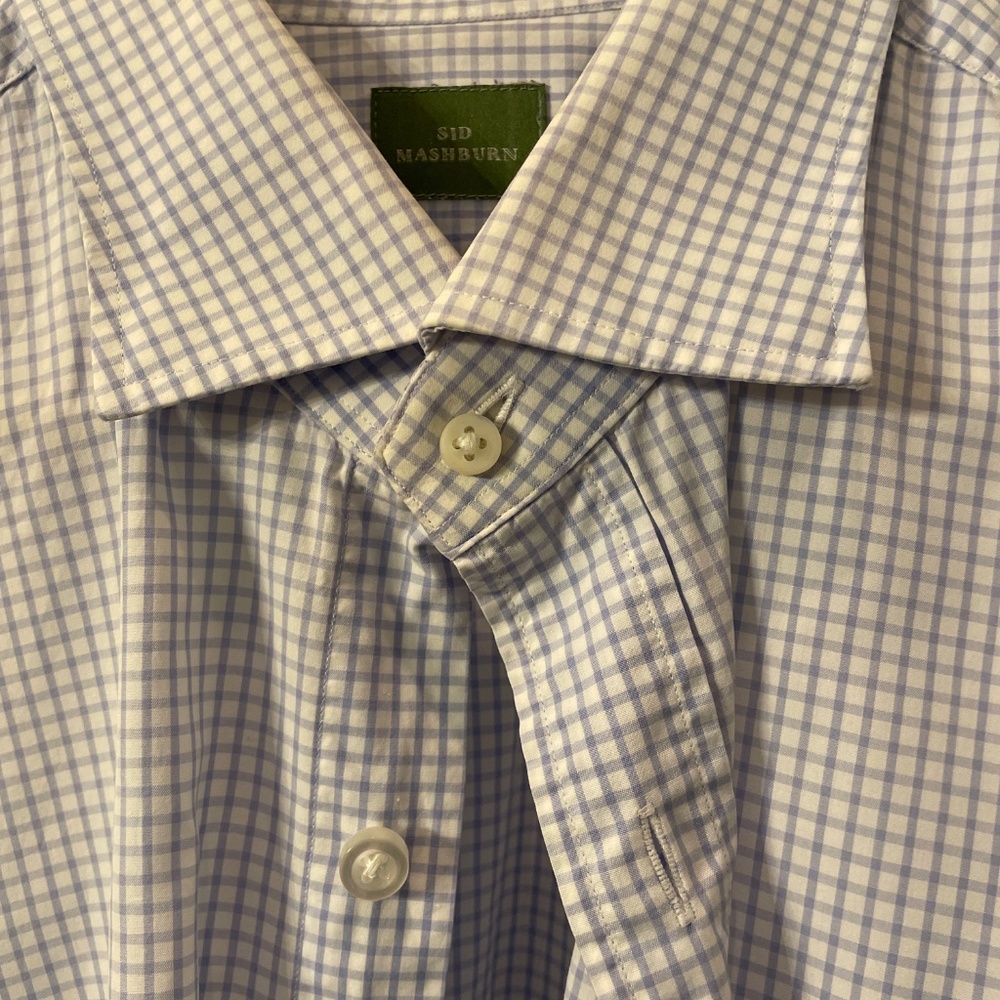 Sid Mashburn Blue Graph Button Down Spread Collar - image 2